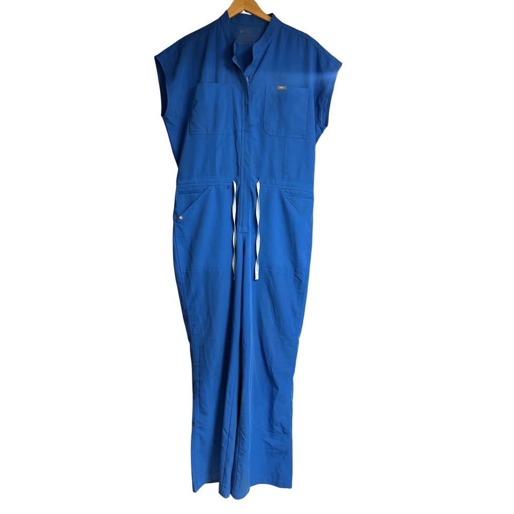 FIGS Women's Rafaela Cargo Wide Leg Scrub Jumpsuit Royal Blue Womens XL W38 L31